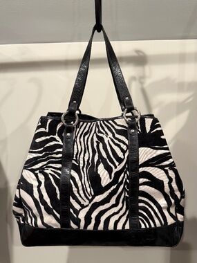Glenda Gies Chenille Zebra Print Tote. Oversized. Great for overnight excursions